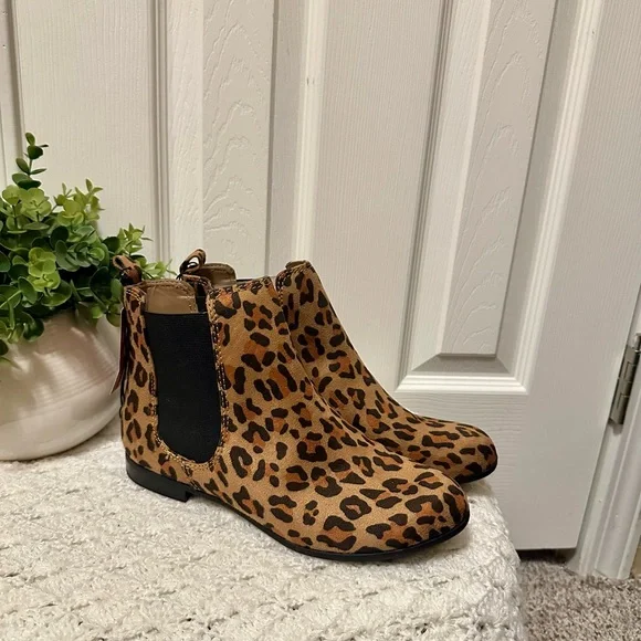 Mossimo Supply Co Animal Print Brown Black Faux Suede Ankle Bootie Boots sz 8 - Picture 2 of 7